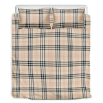 Beige Tartan Pattern Print Duvet Cover Bedding Set