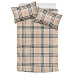 Beige Tartan Pattern Print Duvet Cover Bedding Set