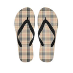 Beige Tartan Pattern Print Flip Flops