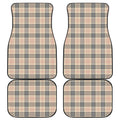 Beige Tartan Pattern Print Front and Back Car Floor Mats