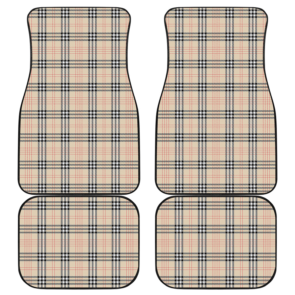Beige Tartan Pattern Print Front and Back Car Floor Mats