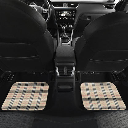 Beige Tartan Pattern Print Front and Back Car Floor Mats