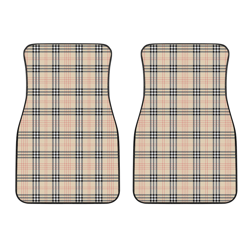 Beige Tartan Pattern Print Front Car Floor Mats