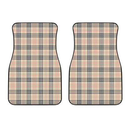 Beige Tartan Pattern Print Front Car Floor Mats