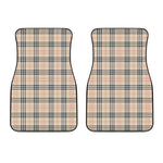 Beige Tartan Pattern Print Front Car Floor Mats