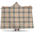 Beige Tartan Pattern Print Hooded Blanket
