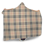 Beige Tartan Pattern Print Hooded Blanket