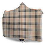 Beige Tartan Pattern Print Hooded Blanket