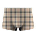 Beige Tartan Pattern Print Men's Boxer Briefs