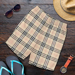 Beige Tartan Pattern Print Men's Shorts