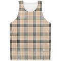 Beige Tartan Pattern Print Men's Tank Top