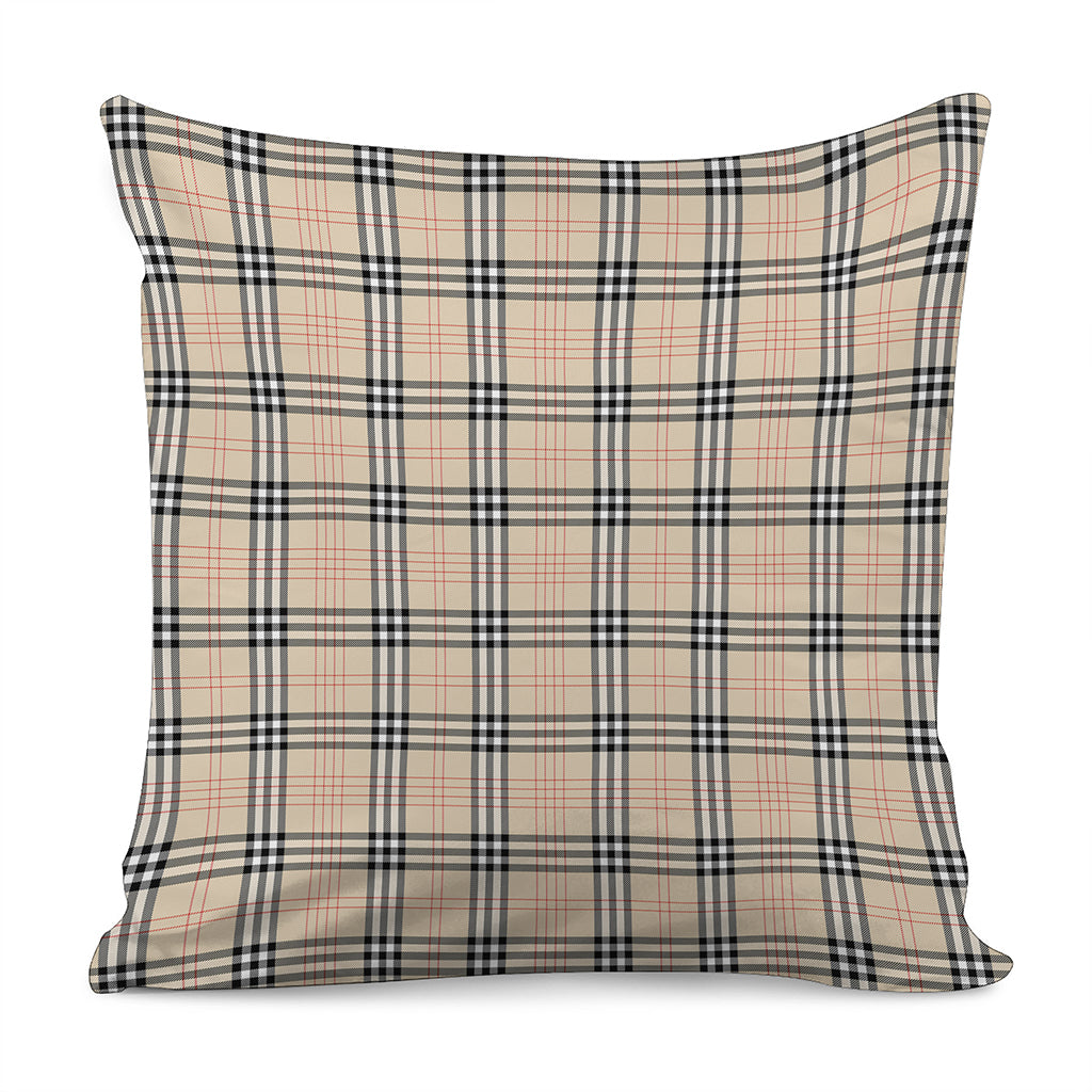 Beige Tartan Pattern Print Pillow Cover