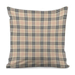 Beige Tartan Pattern Print Pillow Cover