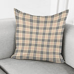 Beige Tartan Pattern Print Pillow Cover