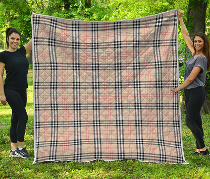 Beige Tartan Pattern Print Quilt