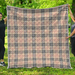 Beige Tartan Pattern Print Quilt