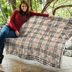 Beige Tartan Pattern Print Quilt