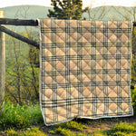 Beige Tartan Pattern Print Quilt