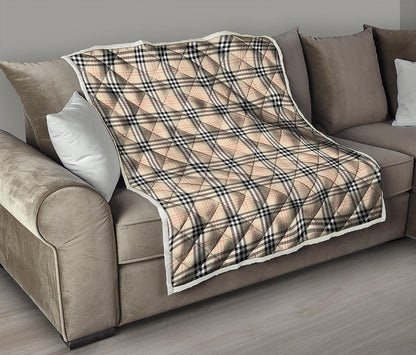 Beige Tartan Pattern Print Quilt