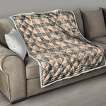 Beige Tartan Pattern Print Quilt