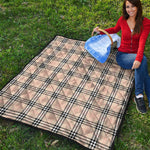 Beige Tartan Pattern Print Quilt