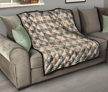 Beige Tartan Pattern Print Quilt