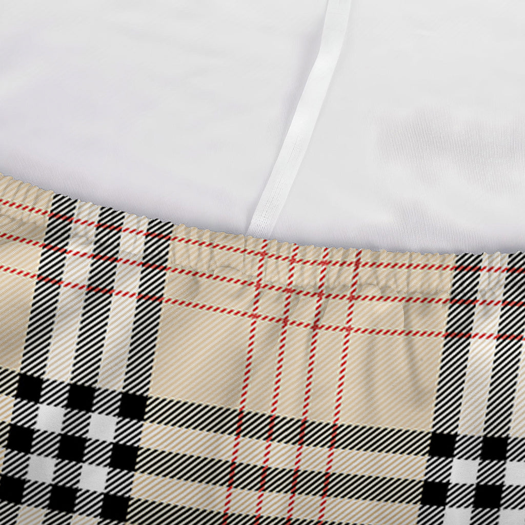 Beige Tartan Pattern Print Sofa Cover