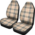 Beige Tartan Pattern Print Universal Fit Car Seat Covers