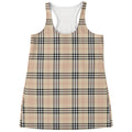 Beige Tartan Pattern Print Women's Racerback Tank Top