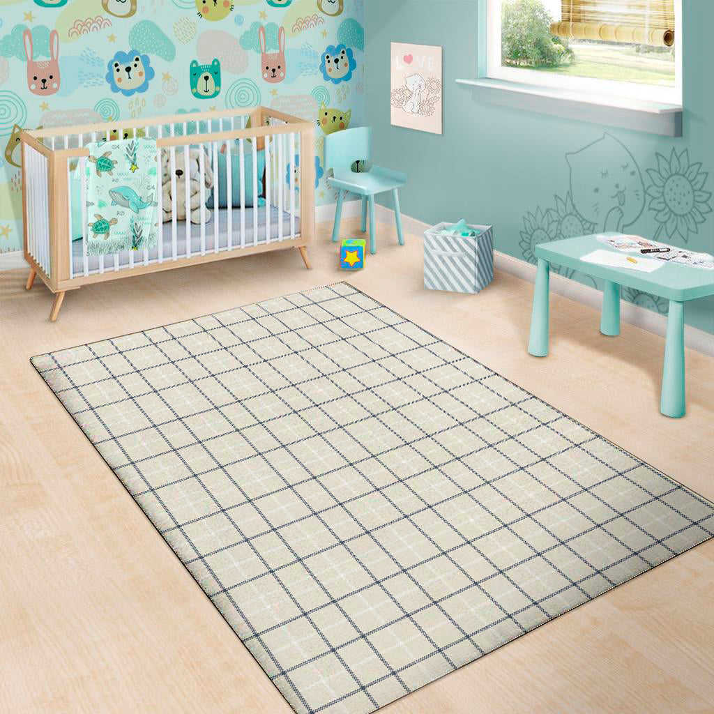 Beige Tattersall Pattern Print Area Rug