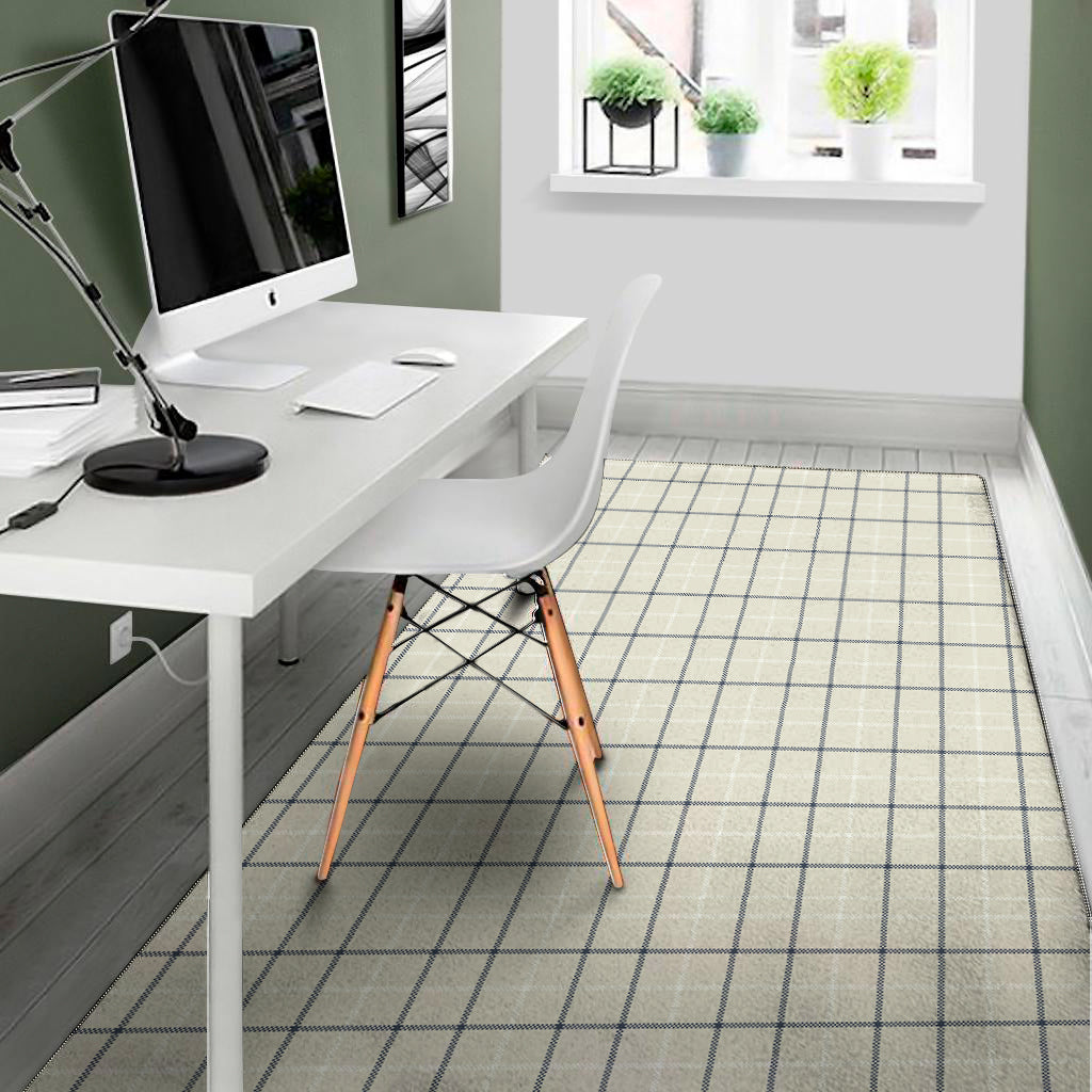 Beige Tattersall Pattern Print Area Rug