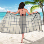 Beige Tattersall Pattern Print Beach Sarong Wrap