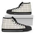 Beige Tattersall Pattern Print Black High Top Sneakers
