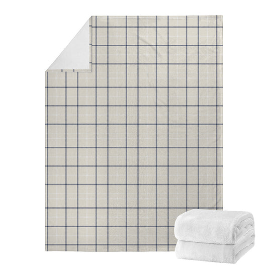Beige Tattersall Pattern Print Blanket