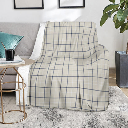 Beige Tattersall Pattern Print Blanket