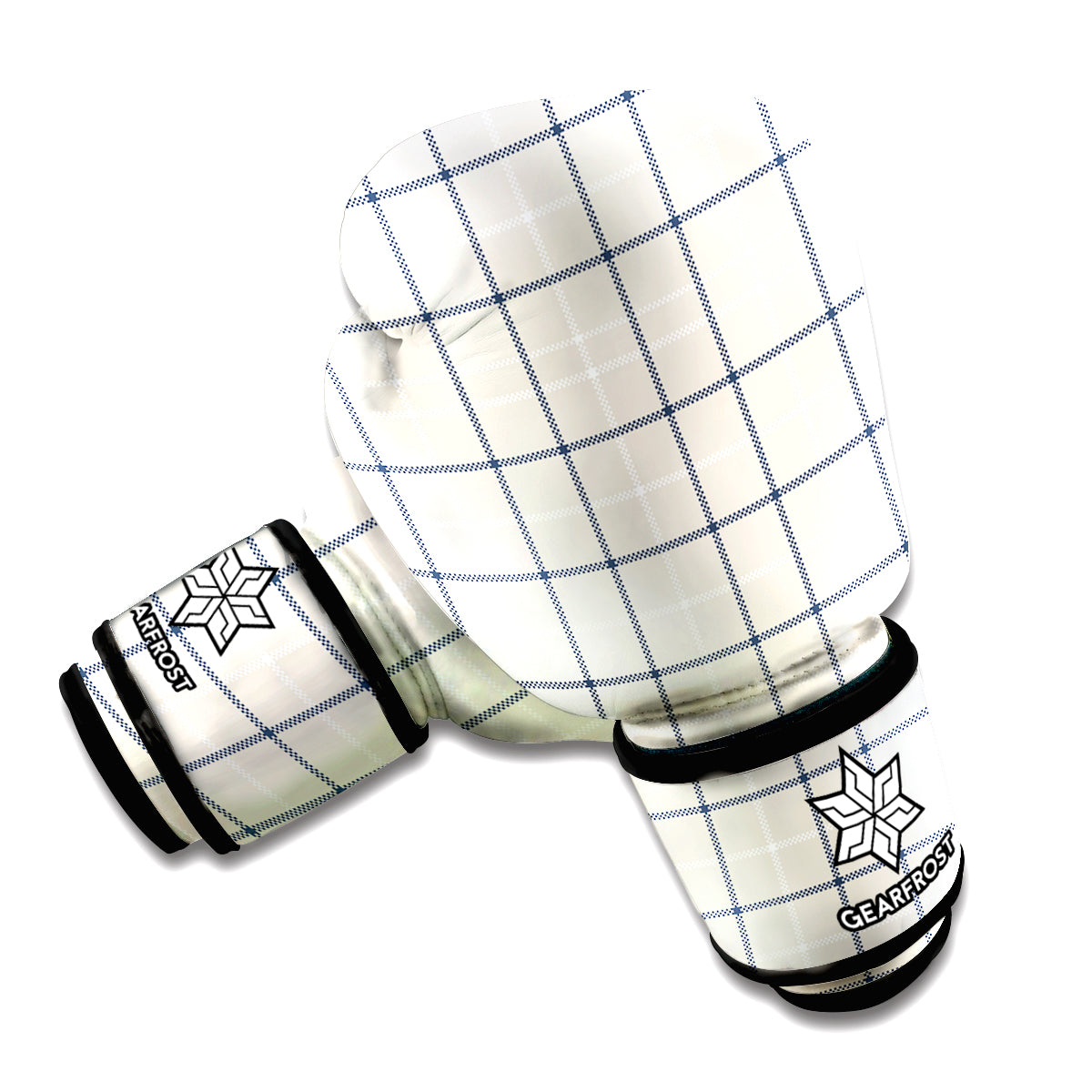 Beige Tattersall Pattern Print Boxing Gloves