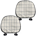 Beige Tattersall Pattern Print Car Headrest Covers