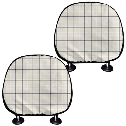 Beige Tattersall Pattern Print Car Headrest Covers