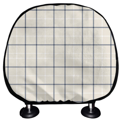 Beige Tattersall Pattern Print Car Headrest Covers