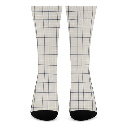 Beige Tattersall Pattern Print Crew Socks