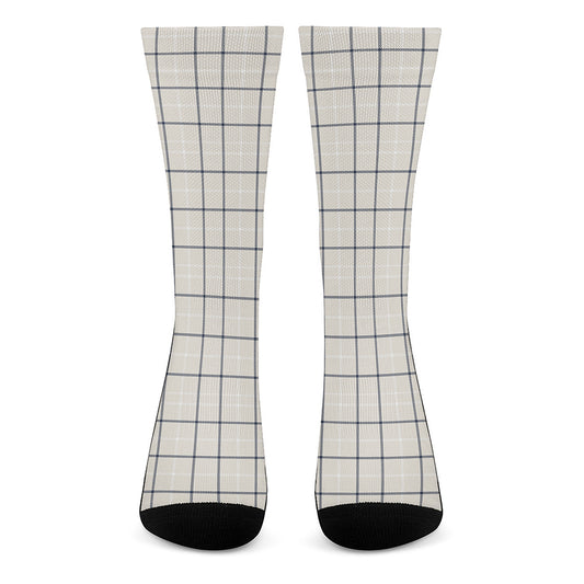 Beige Tattersall Pattern Print Crew Socks