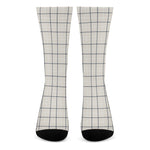 Beige Tattersall Pattern Print Crew Socks