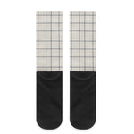 Beige Tattersall Pattern Print Crew Socks