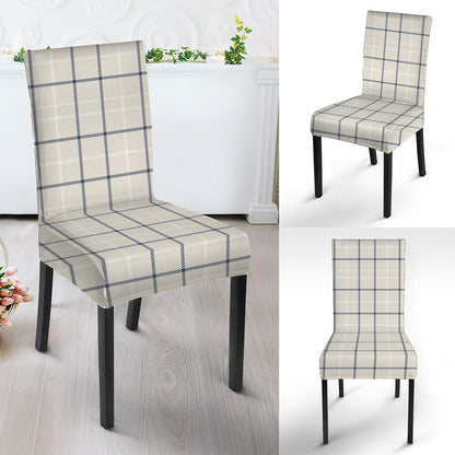 Beige Tattersall Pattern Print Dining Chair Slipcover