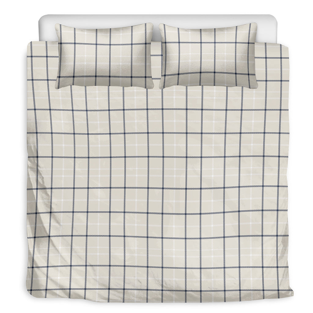Beige Tattersall Pattern Print Duvet Cover Bedding Set