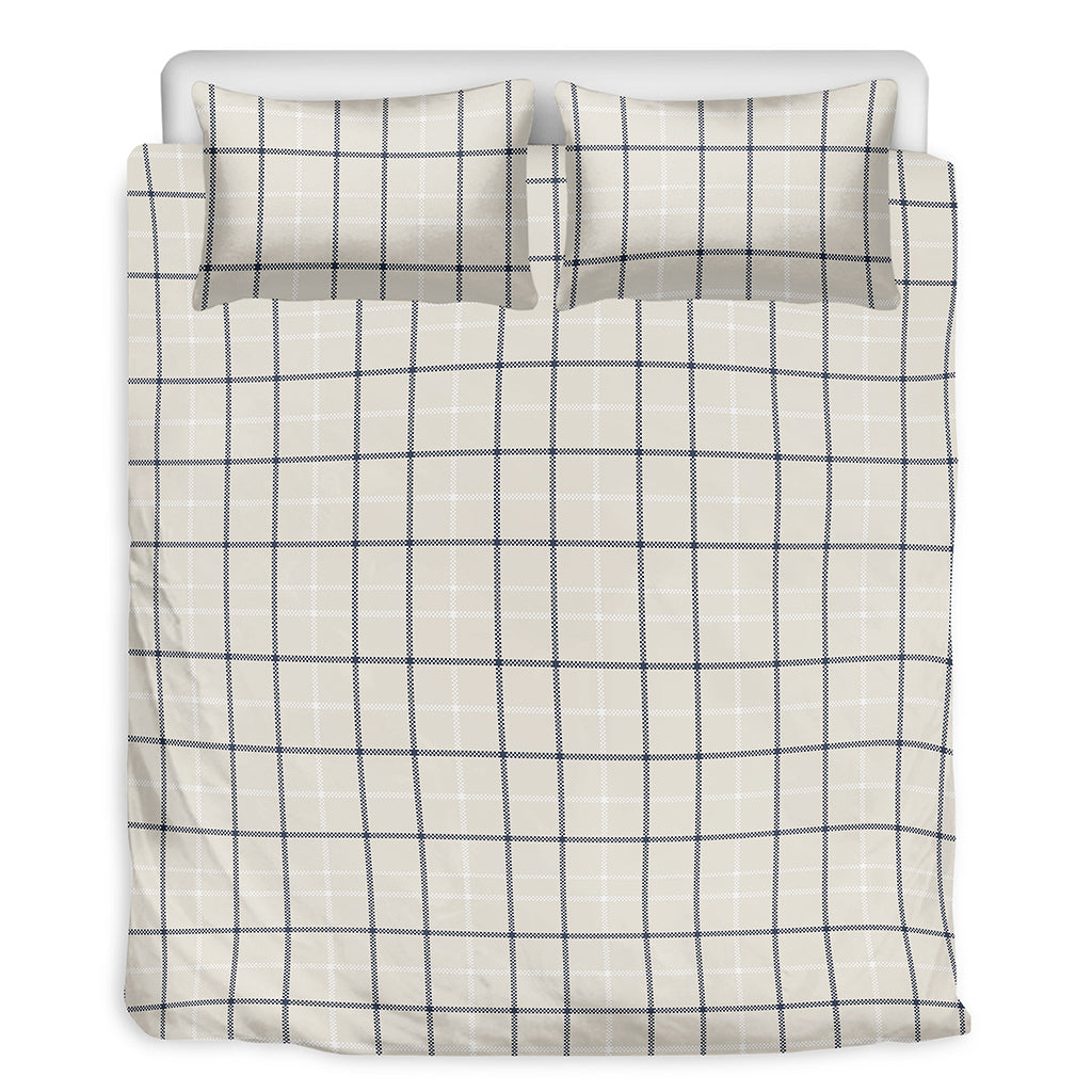 Beige Tattersall Pattern Print Duvet Cover Bedding Set