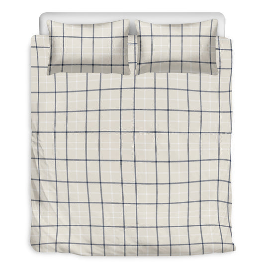 Beige Tattersall Pattern Print Duvet Cover Bedding Set