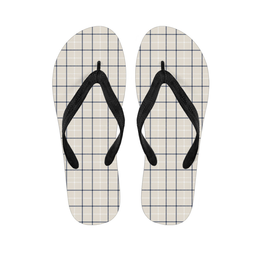 Beige Tattersall Pattern Print Flip Flops