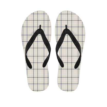 Beige Tattersall Pattern Print Flip Flops