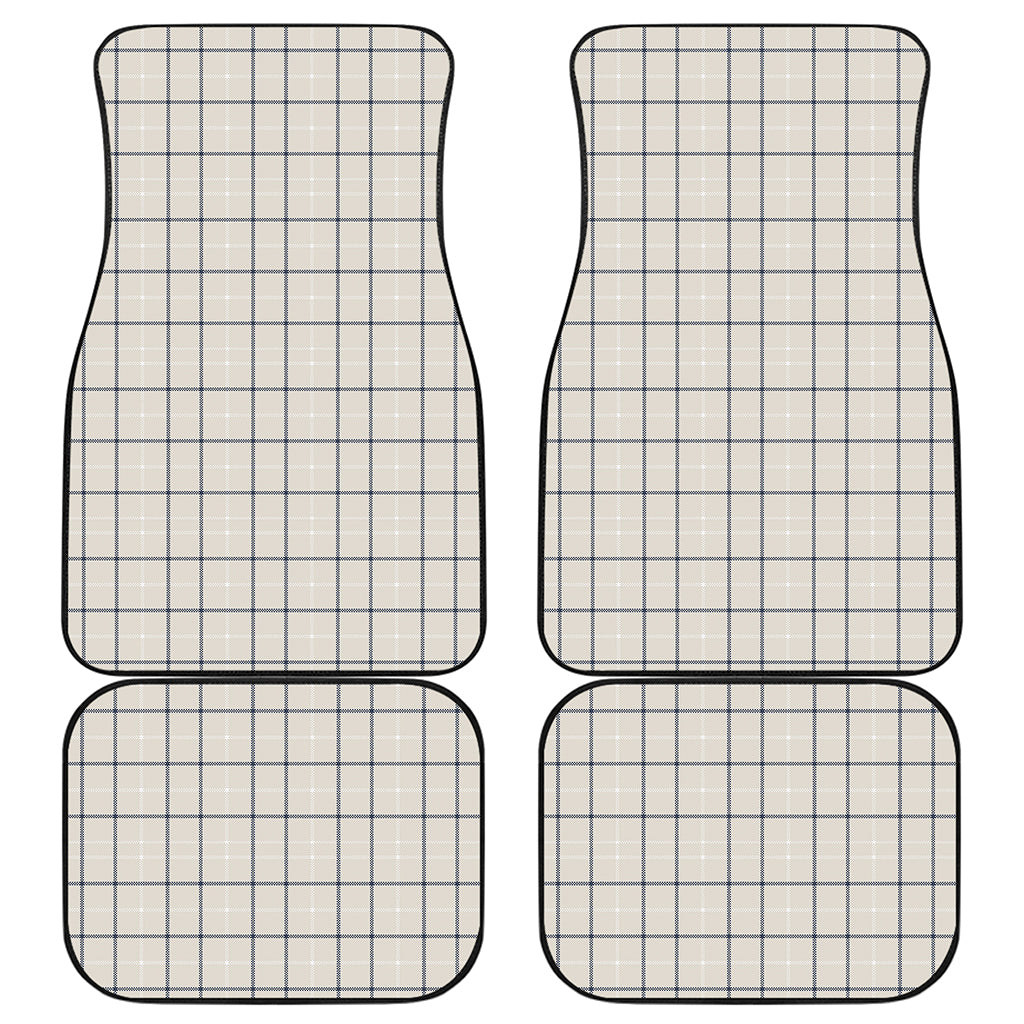Beige Tattersall Pattern Print Front and Back Car Floor Mats